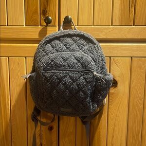 Vera Bradley Gray Quilted Backpack with Plush Texture